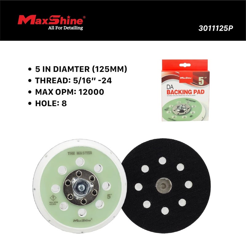 MaxShine لوحة دعم مزدوجة العمل بحجم 5 بوصات - سلسلة برو - خطاف وحلقة، خيط 5/16 بوصة - تناسب أجهزة تلميع DA حتى 12,000 OPM - صنفرة، تلميع، تشطيب - ملحقات تفصيل السيارات - Image 3